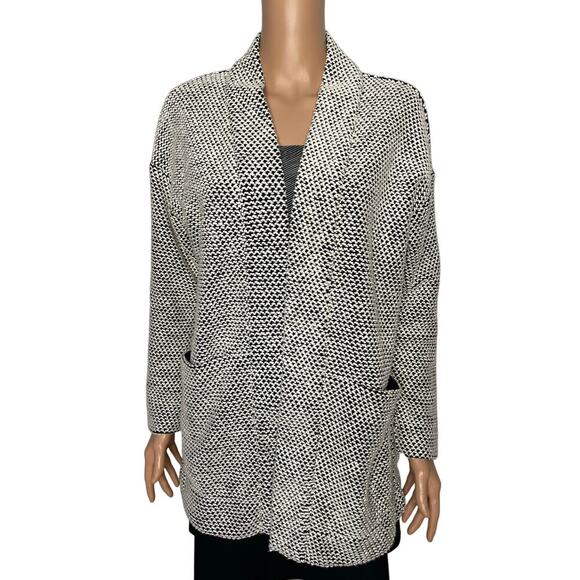 Marine Layer womens Birdseye Knit Cardigan size Small White/Black - Picture 2 of 9